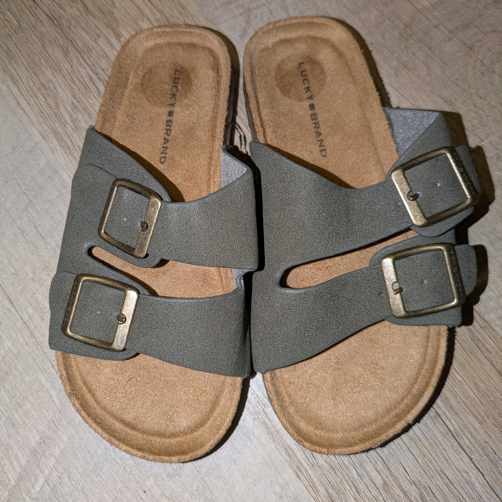 Lucky Brand Gray Buckle Sandals
